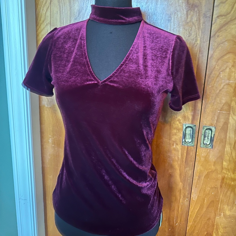 Red velour top